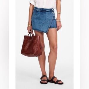 Madewell Women's Blue Denim Micro Mini Wrap Skort 100% Cotton Size 27